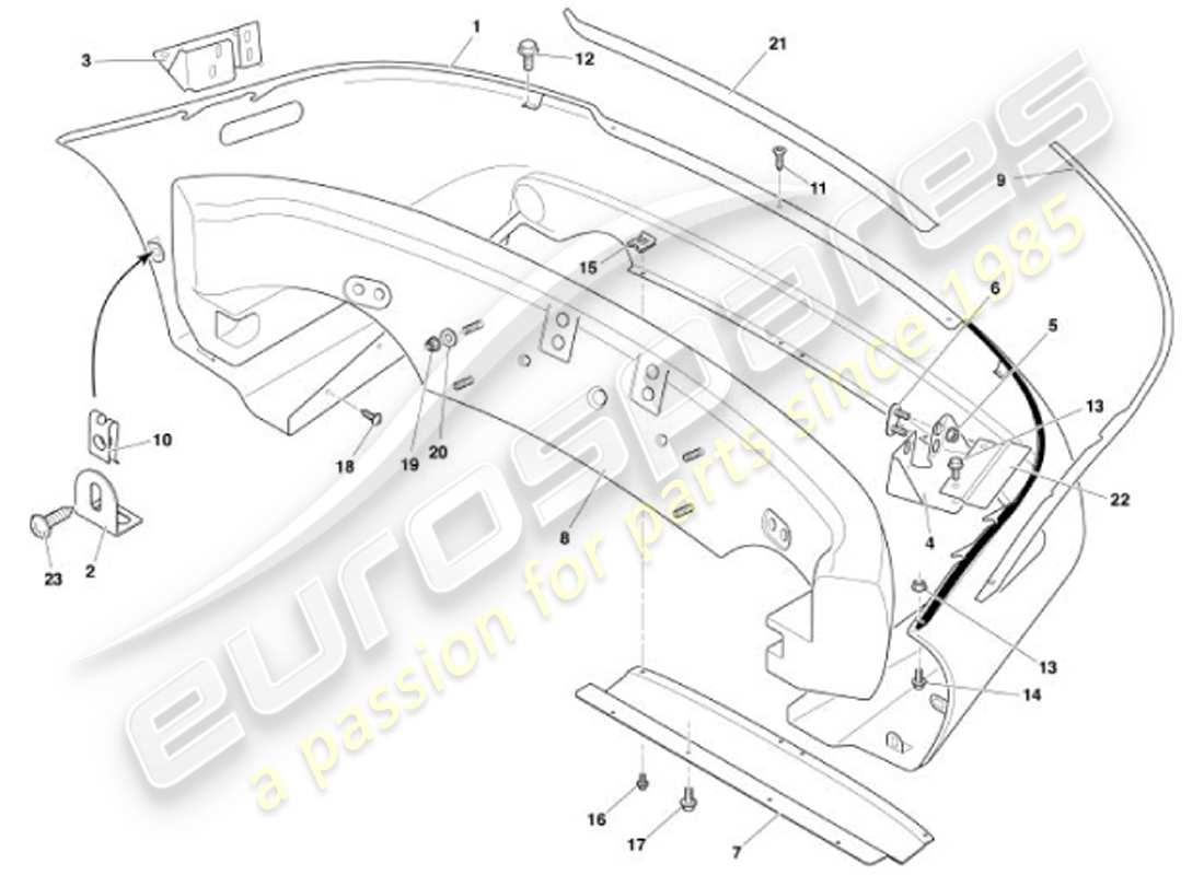 aston martin vanquish (2001) hintere stoßstange teilediagramm