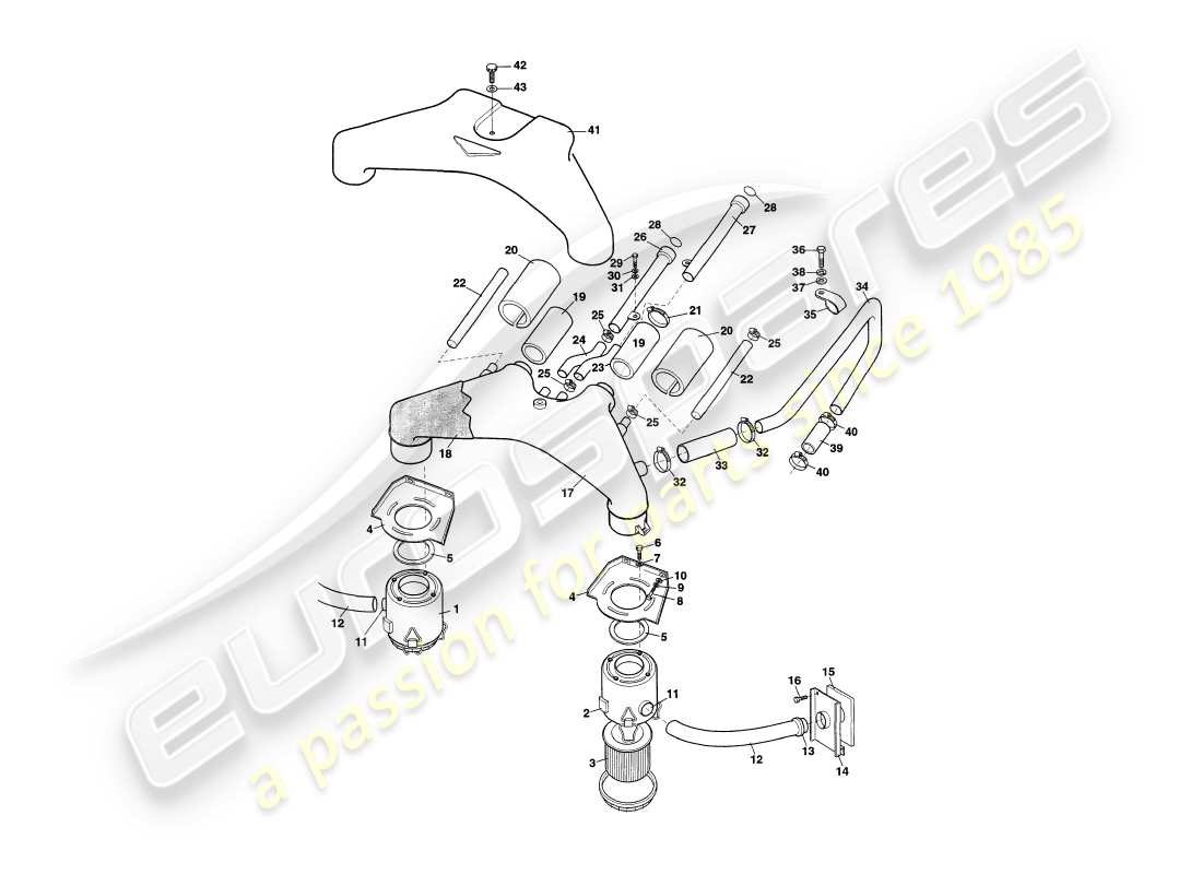 aston martin v8 coupe (1999) teilediagramm für luftfilter