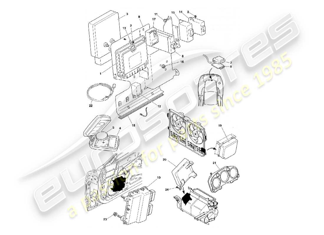 aston martin vanquish (2002) teilediagramm für elektronische steuermodule