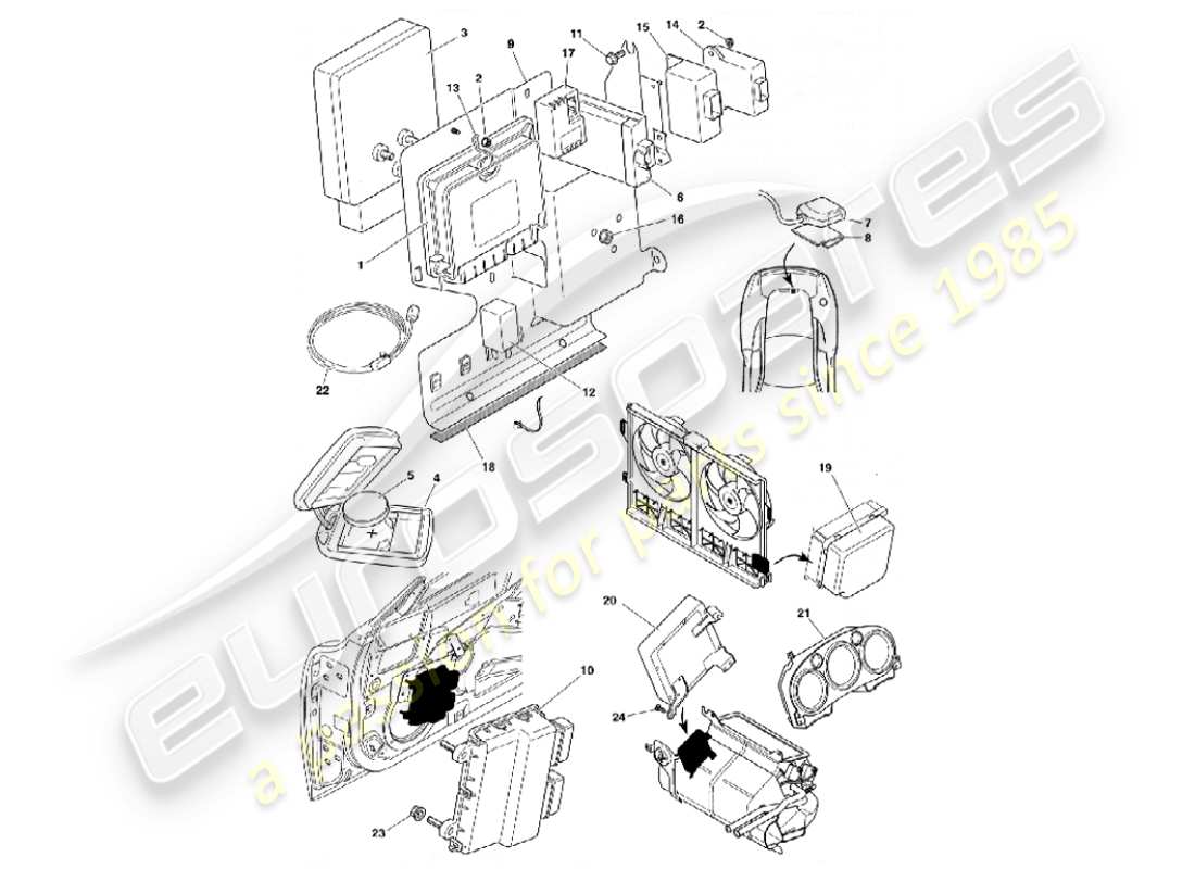 aston martin vanquish (2001) teilediagramm für elektronische steuermodule