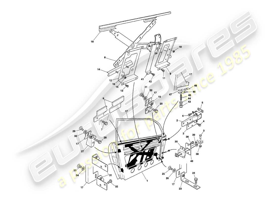 aston martin v8 coupe (2000) doors-ersatzteildiagramm
