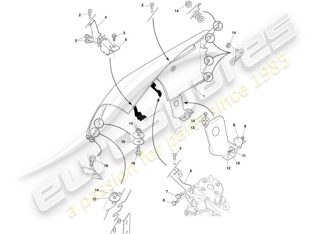 aston martin vanquish (2001) teilediagramm für frontkotflügel
