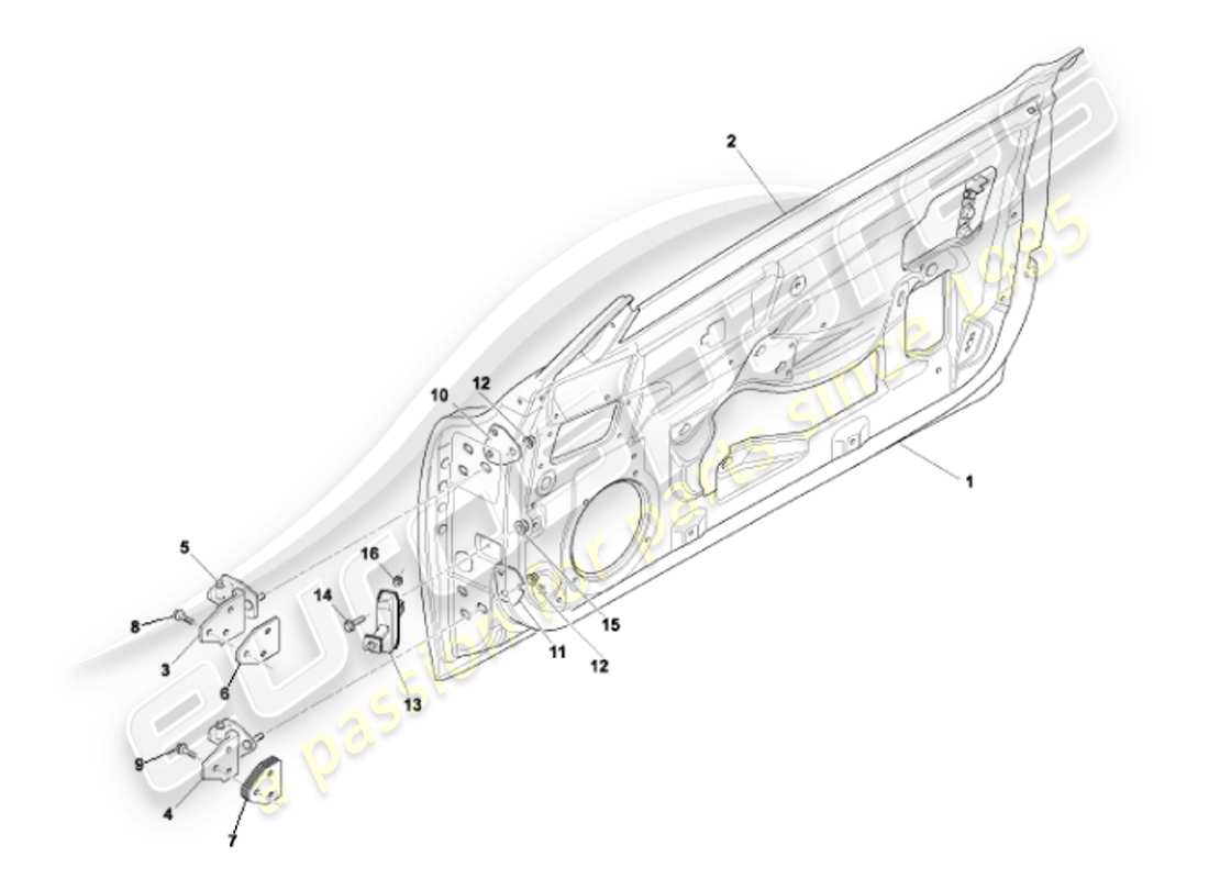 aston martin vanquish (2001) doors-ersatzteildiagramm