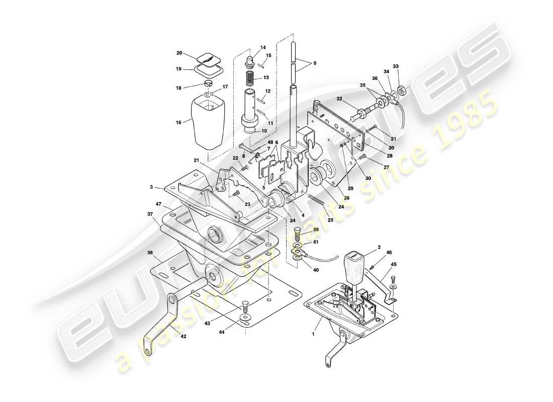 aston martin v8 coupe (1999) gangwahlschalter ersatzteildiagramm