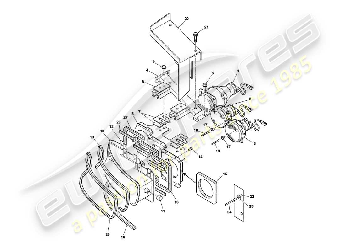 ein teilediagramm aus dem teilekatalog aston martin v8 volante