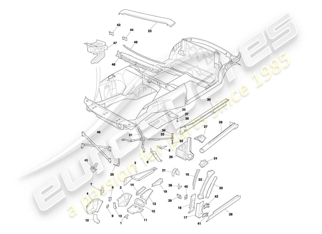 eine teilezeichnung aus dem aston martin db7 vantage (2004) teilekatalog