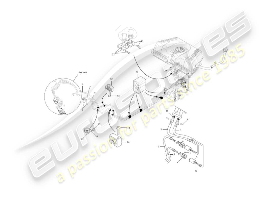 aston martin vanquish (2003) teilediagramm für kraftstoffleitungen