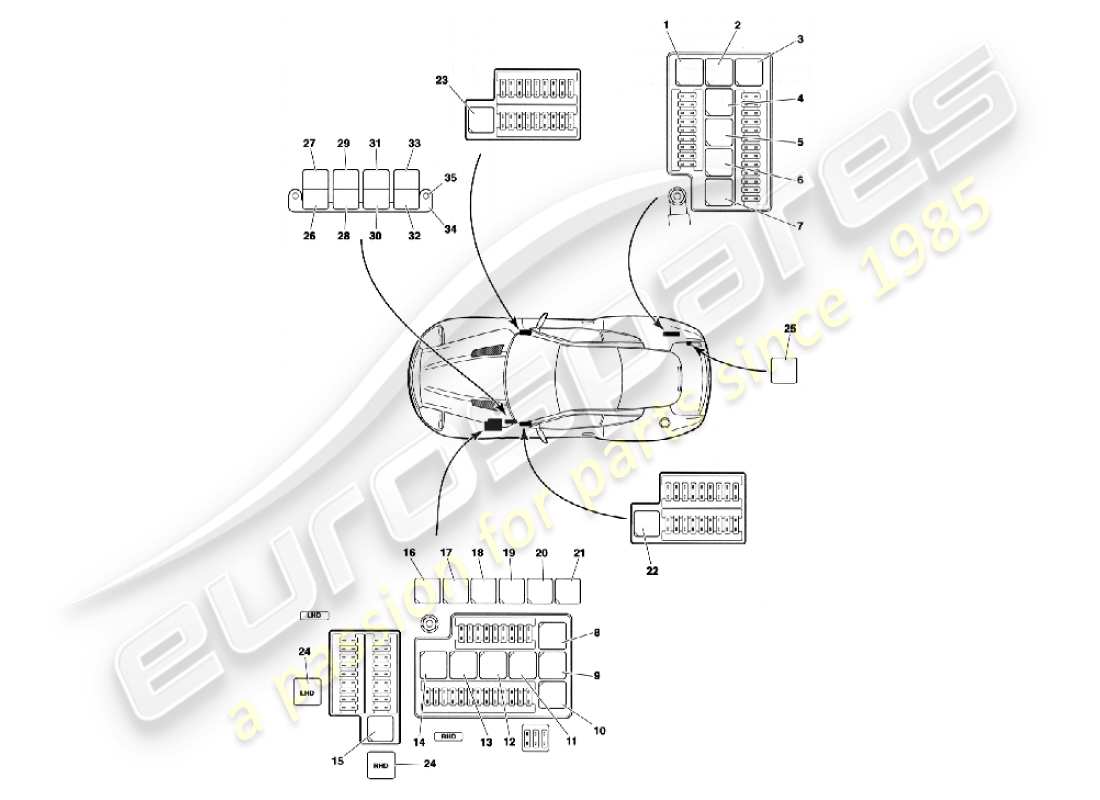 aston martin vanquish (2003) relais-teilediagramm