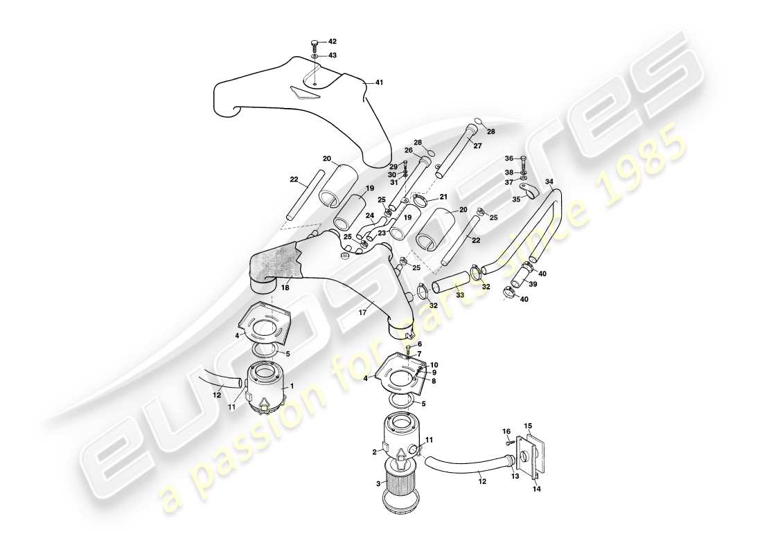 aston martin v8 coupe (2000) teilediagramm für luftfilter