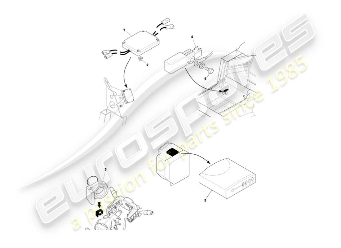 aston martin vanquish (2003) teilediagramm für elektronische steuermodule