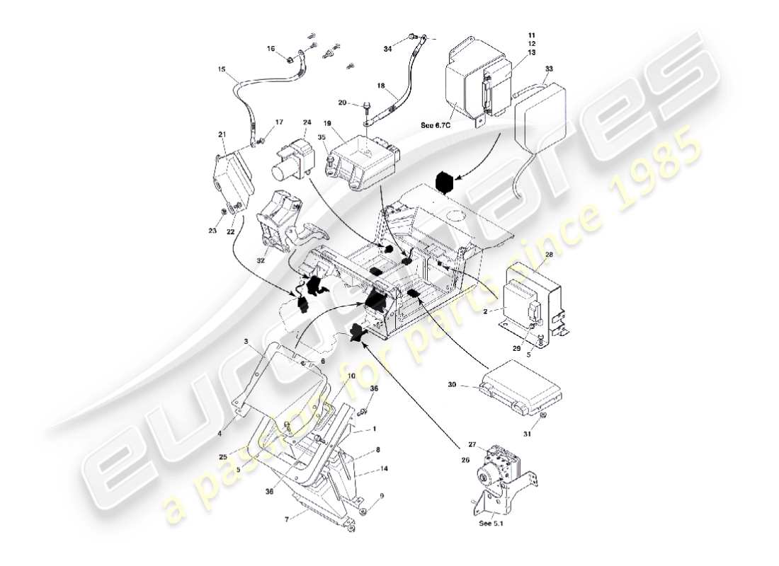 aston martin vanquish (2003) teilediagramm für elektronische steuermodule