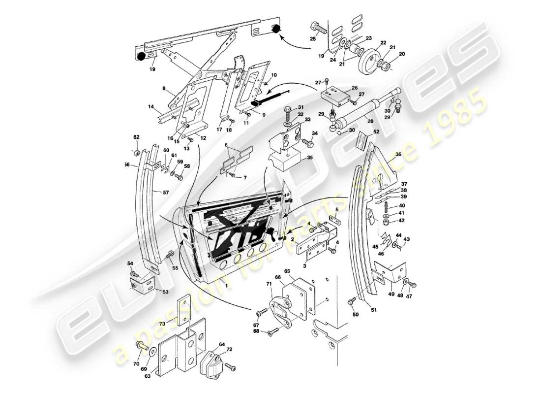 aston martin v8 volante (1998) doors-ersatzteildiagramm
