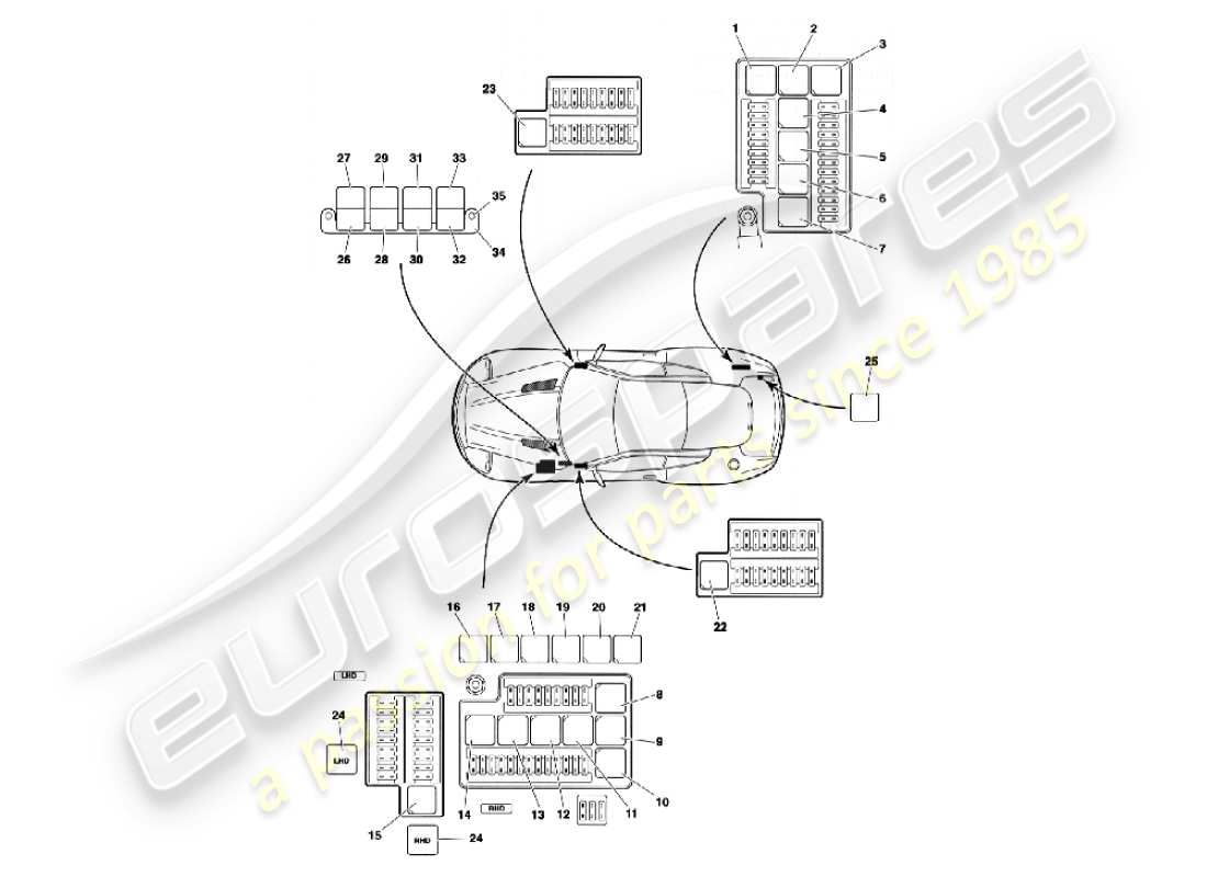 aston martin vanquish (2006) relais-teilediagramm