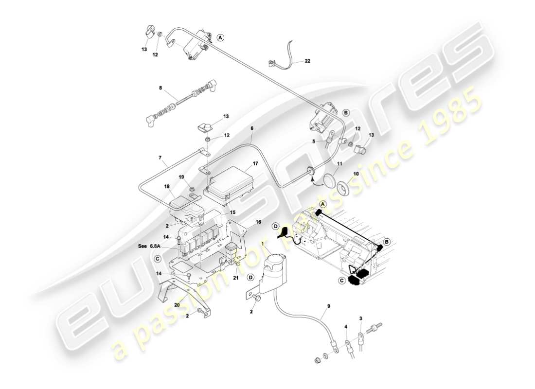 aston martin vanquish (2006) batterie- und kabelteilediagramm