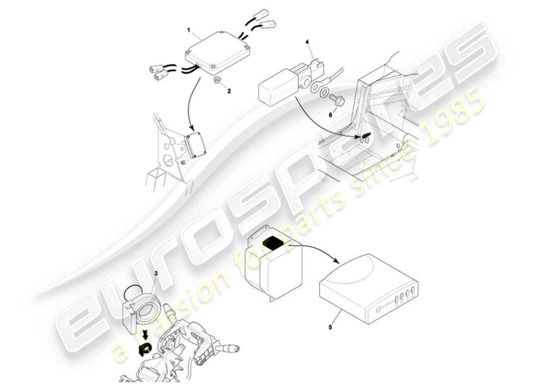aston martin vanquish (2007) teilediagramm für elektronische steuermodule