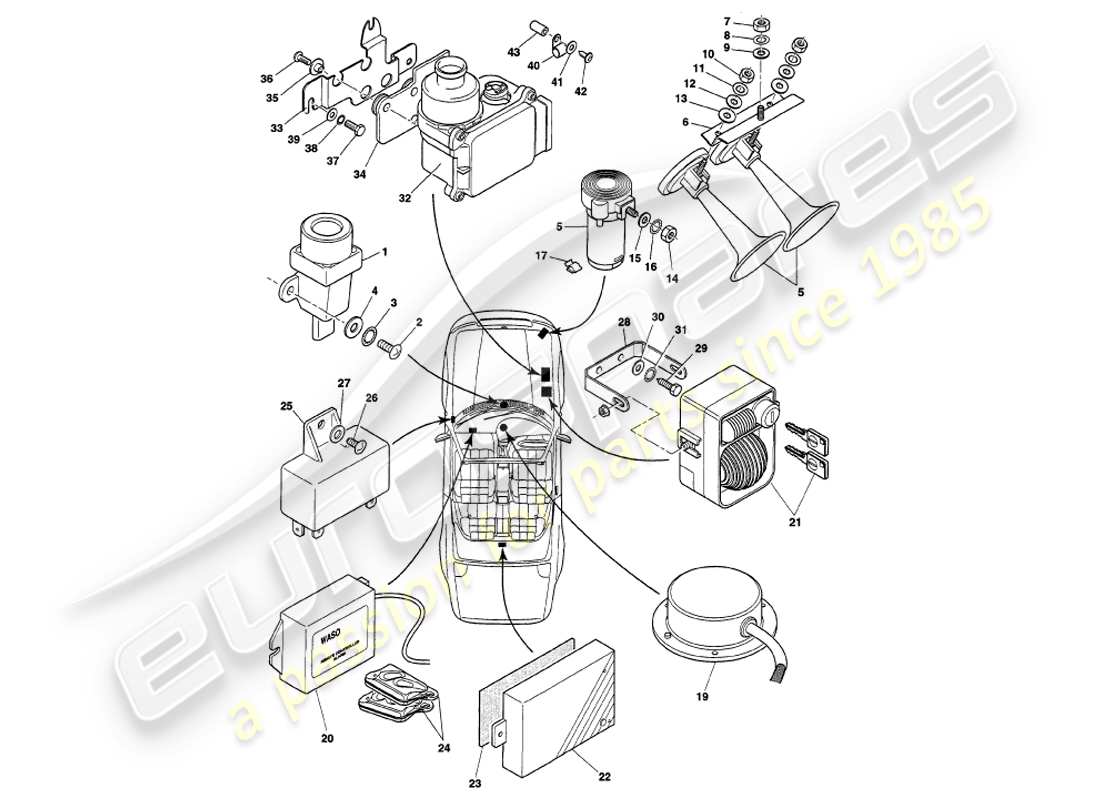 aston martin v8 volante (1999) motorraumkomponenten bis vin 89026 ersatzteildiagramm