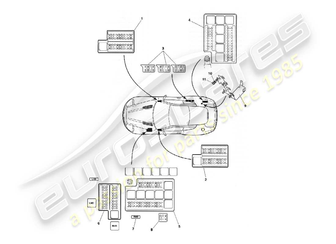 aston martin vanquish (2002) sicherungen ersatzteildiagramm