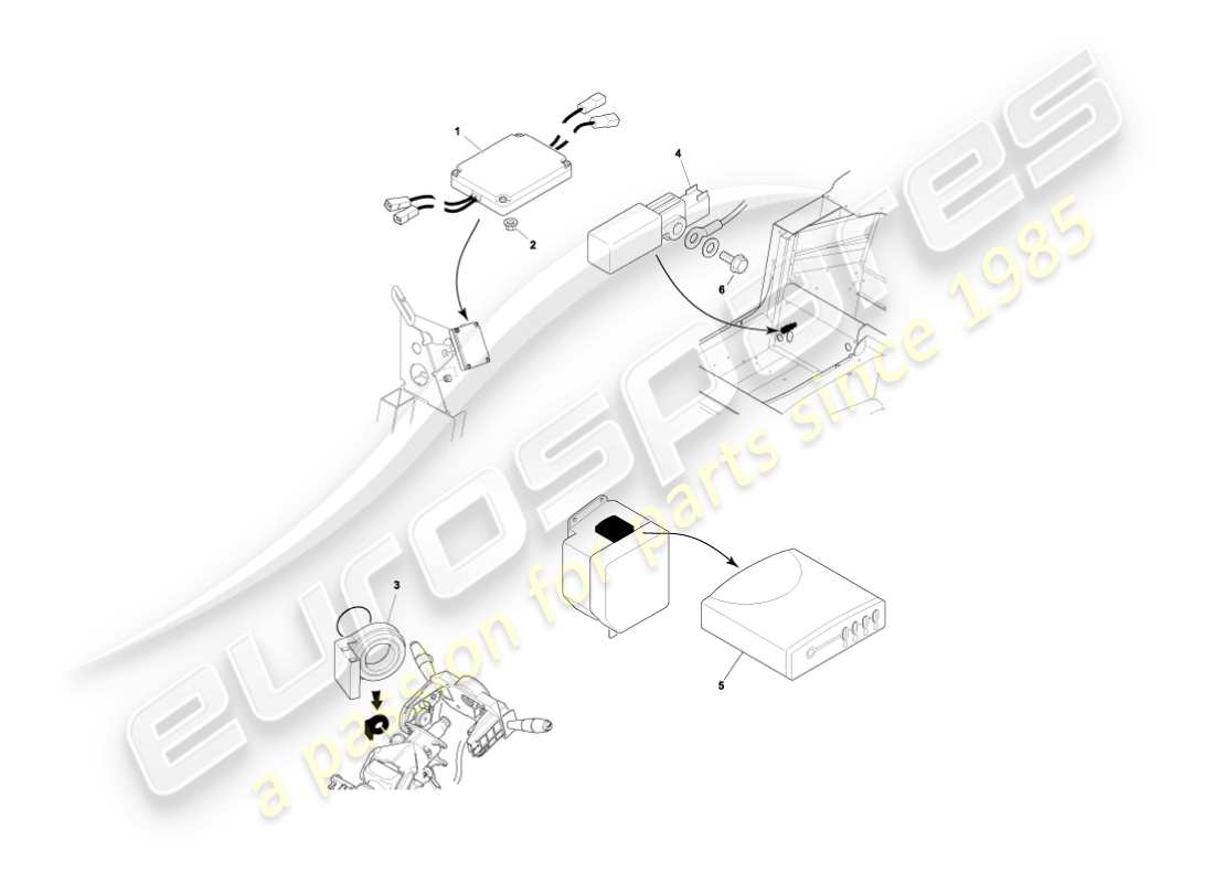 aston martin vanquish (2006) teilediagramm für elektronische steuermodule