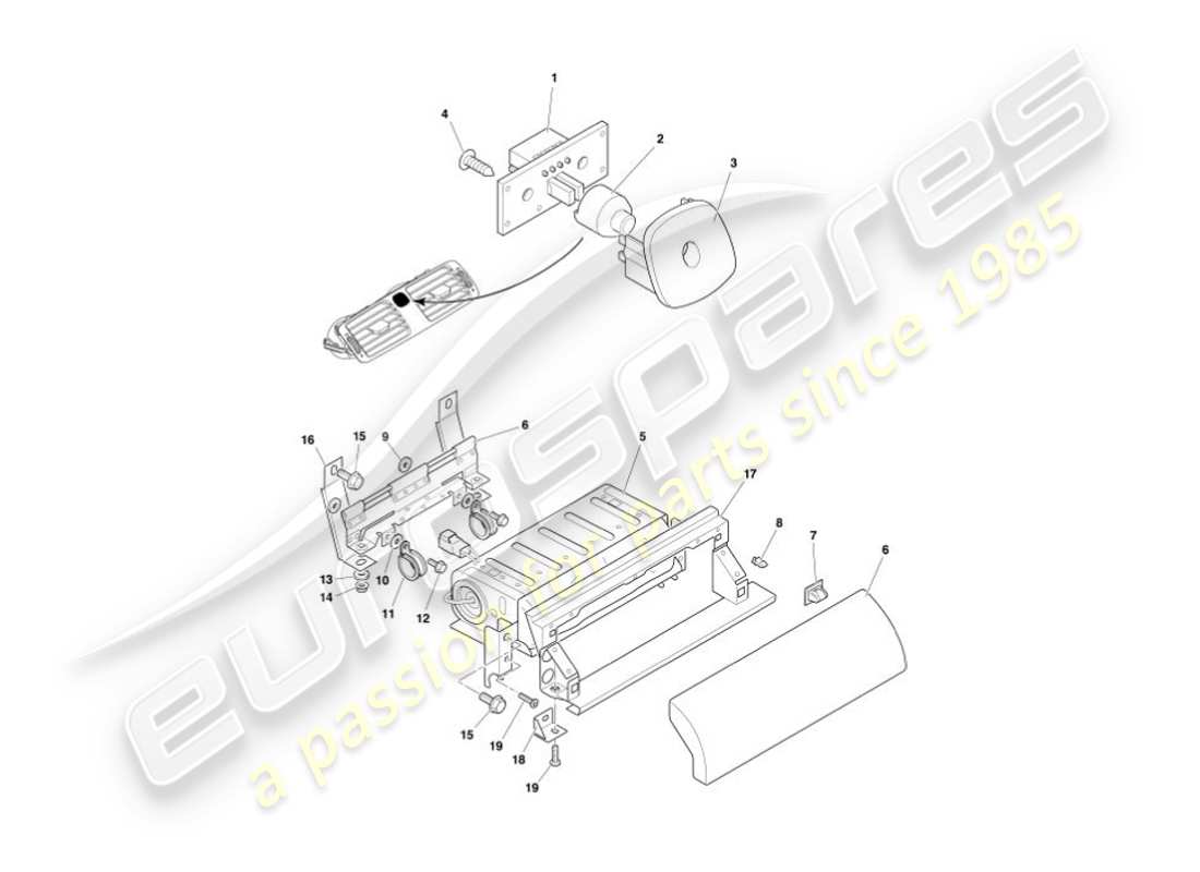 aston martin vanquish (2002) teilediagramm für blende und verkleidung