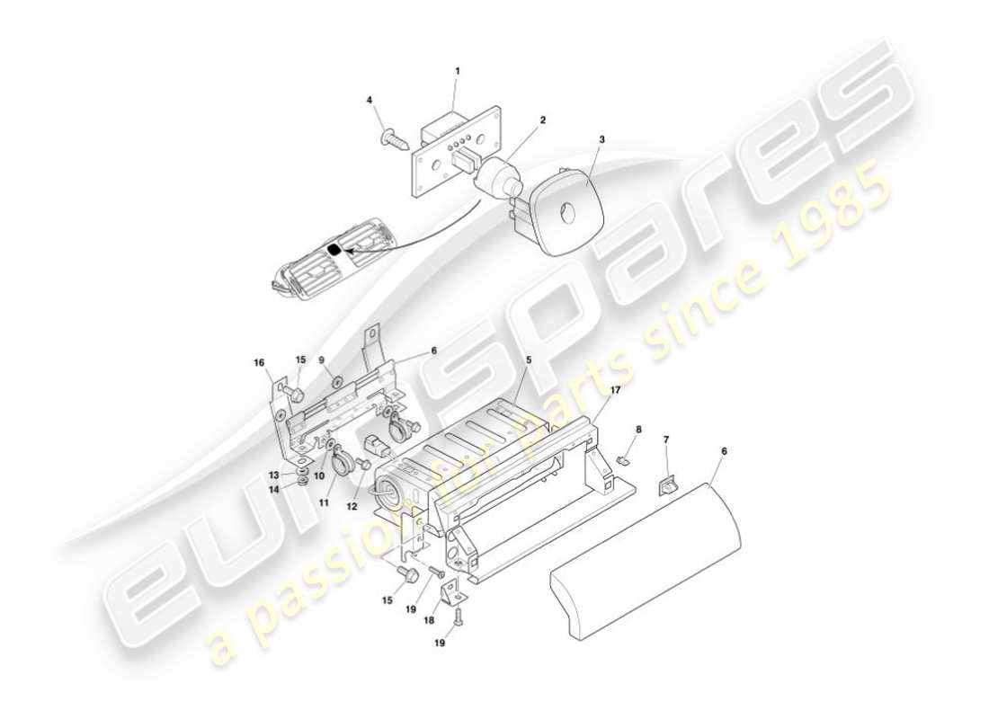 aston martin vanquish (2006) teilediagramm für blende und verkleidung