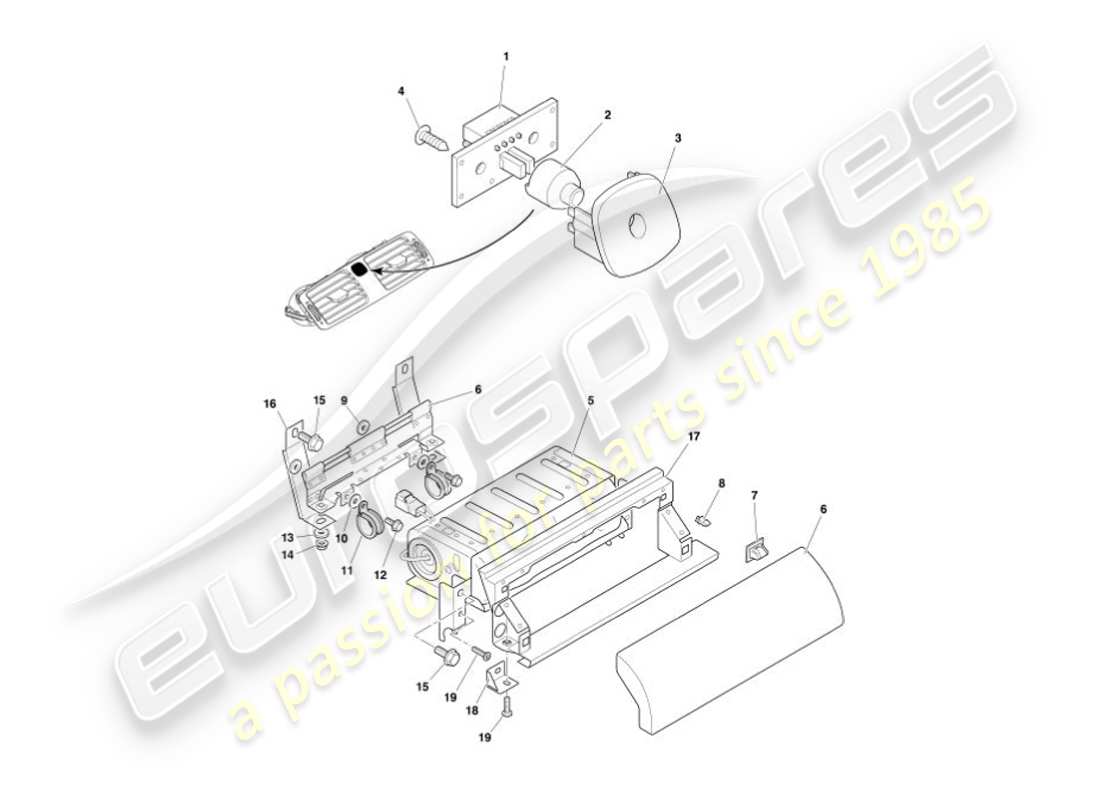 aston martin vanquish (2003) teilediagramm für blende und verkleidung