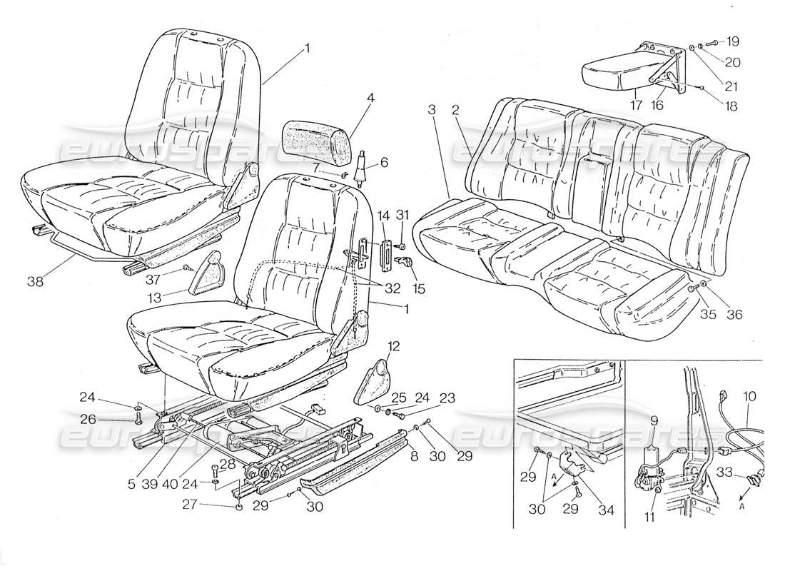 maserati 228 elektrische bewegung für vordere und hintere dichtungen - teilediagramm