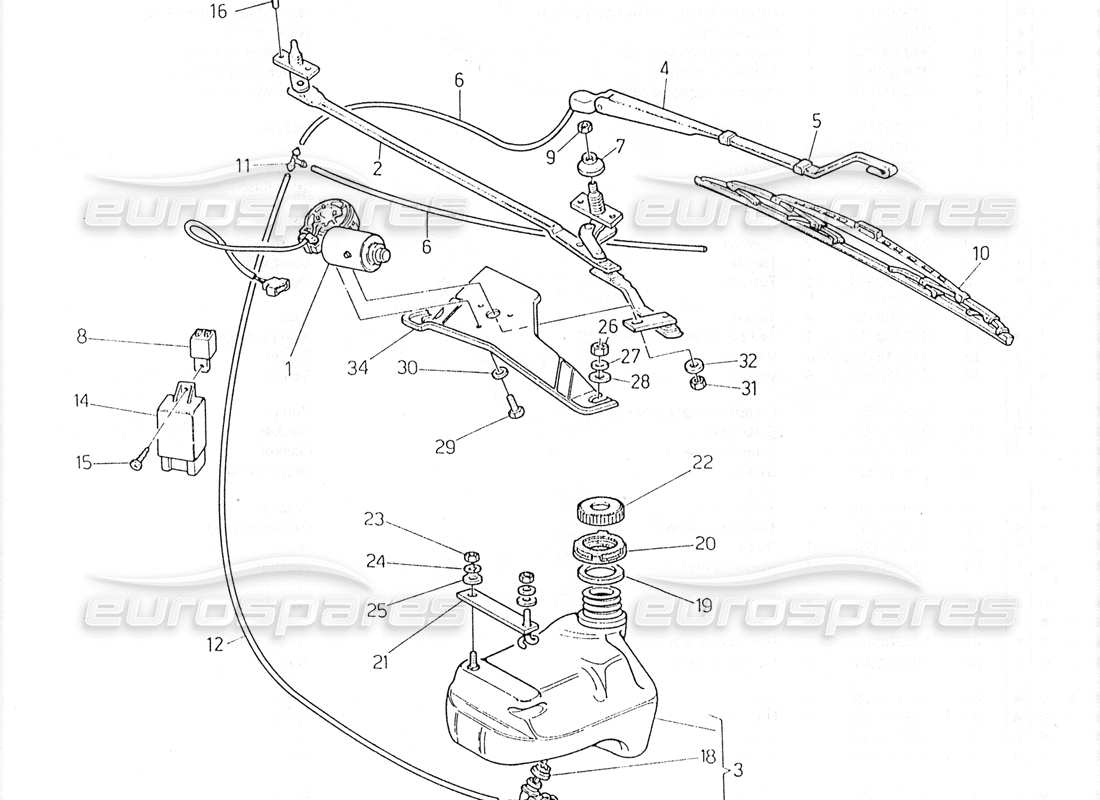 maserati 228 scheibenwischer - scheibe (rechte lenkung) teilediagramm