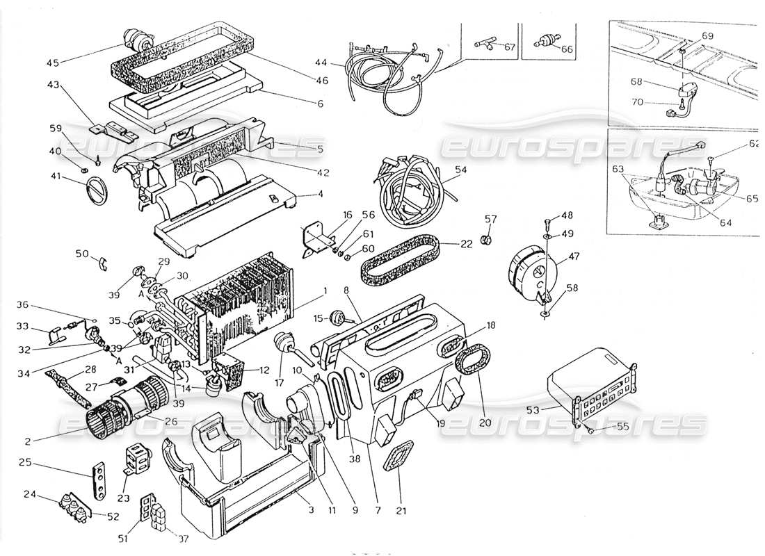 maserati 228 teilediagramm für klimaanlagensatz (rechte lenkung)