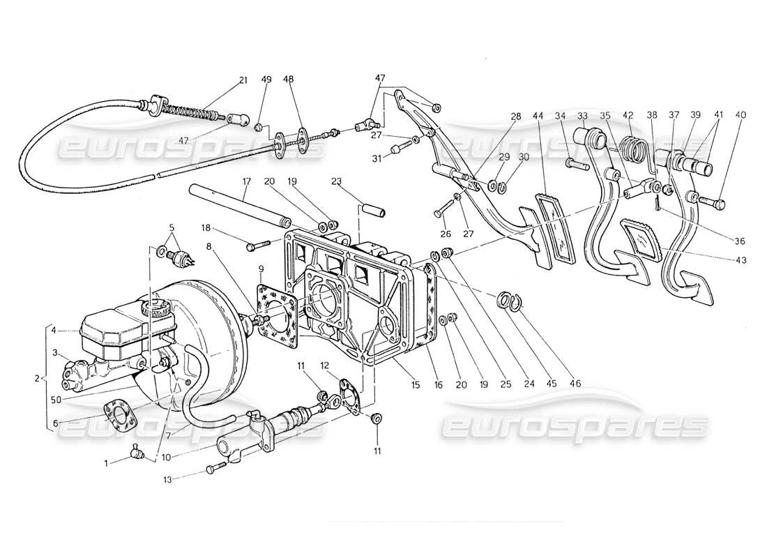 maserati 228 pedalbaugruppe - bremskraftverstärker-kupplungspumpe (rhd) teilediagramm