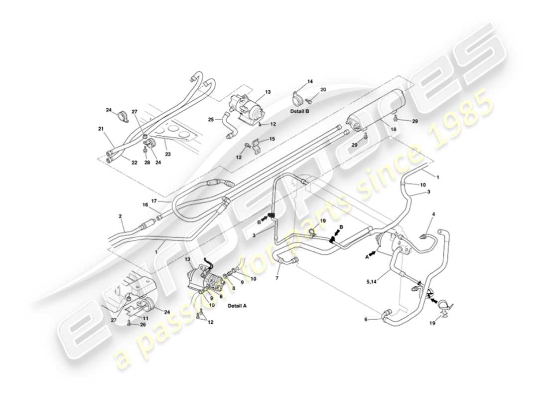 aston martin vanquish (2004) teilediagramm für die ölkühlungsachse