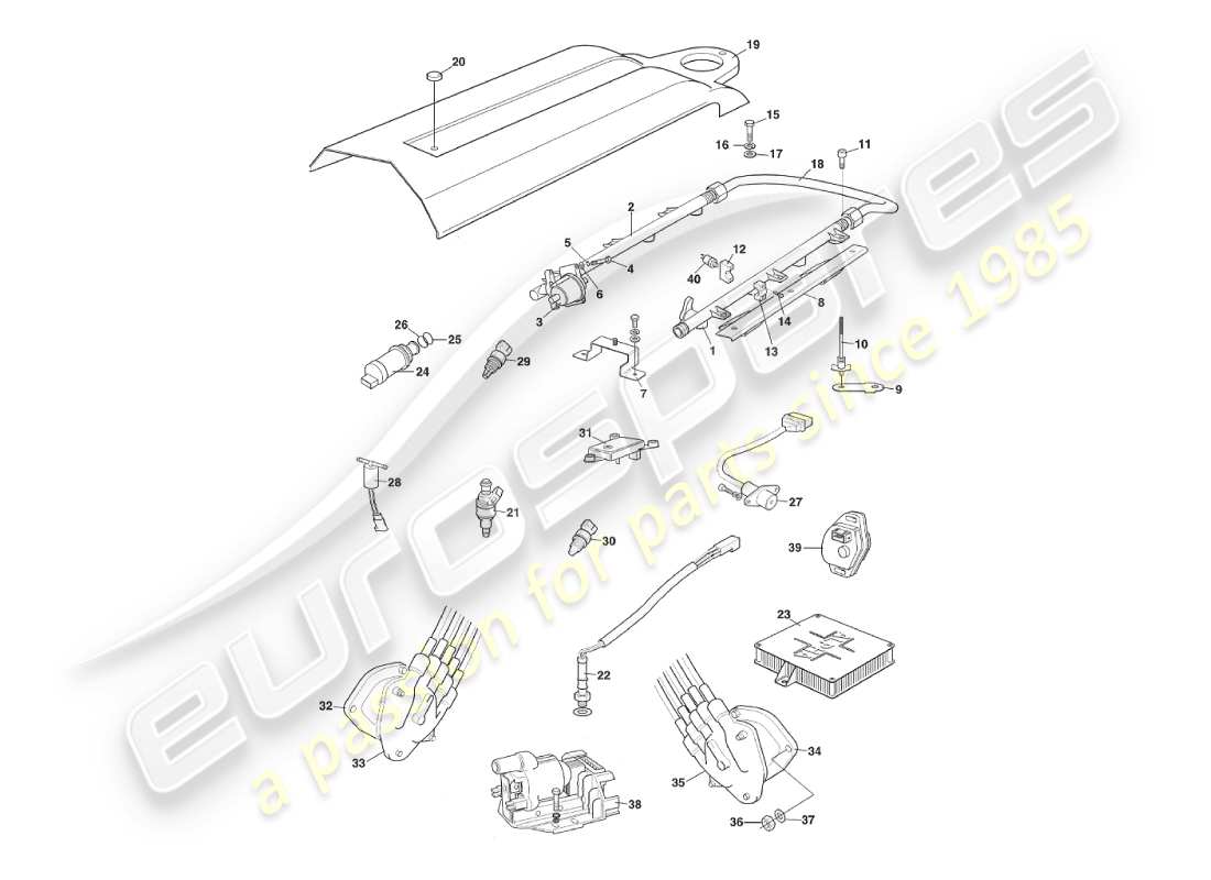 aston martin v8 virage (2000) elektronische kraftstoffeinspritzung, volante, vin 69225 auf ersatzteildiagramm