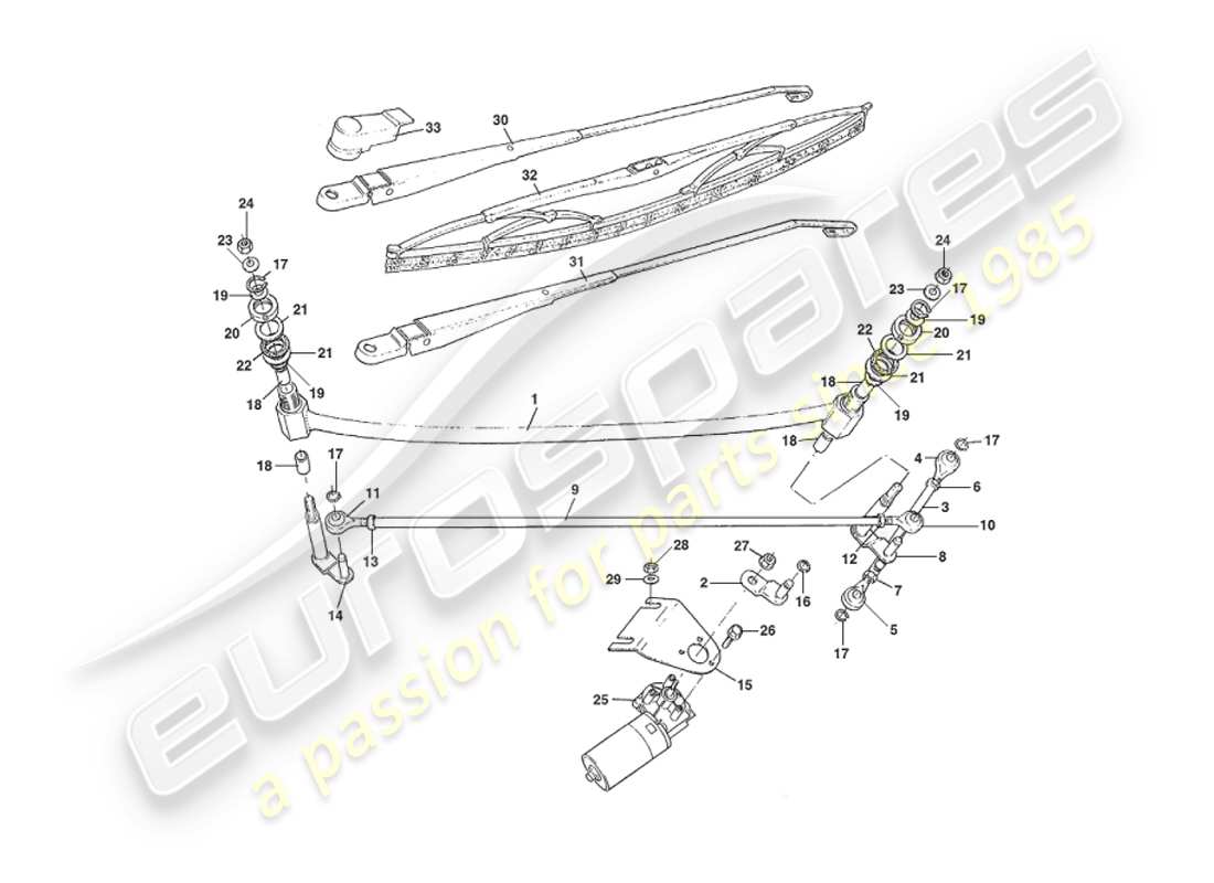 aston martin v8 virage (1999) teilediagramm für scheibenwischer