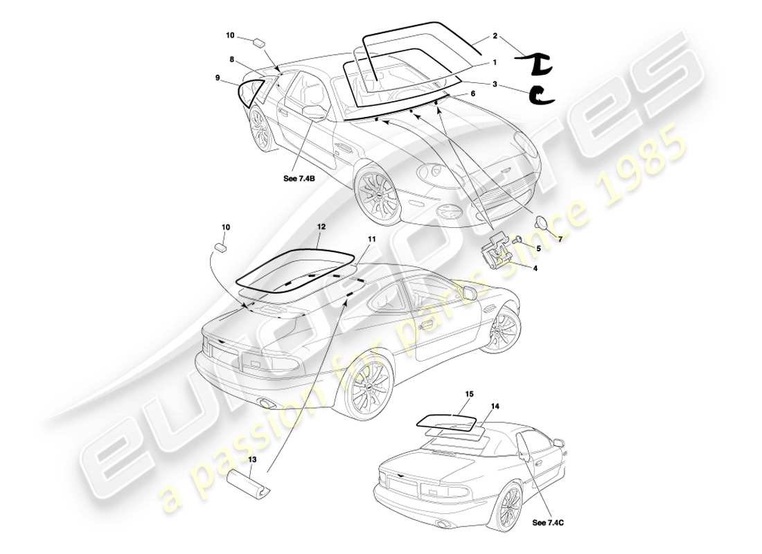 aston martin db7 vantage (2004) glasteildiagramm
