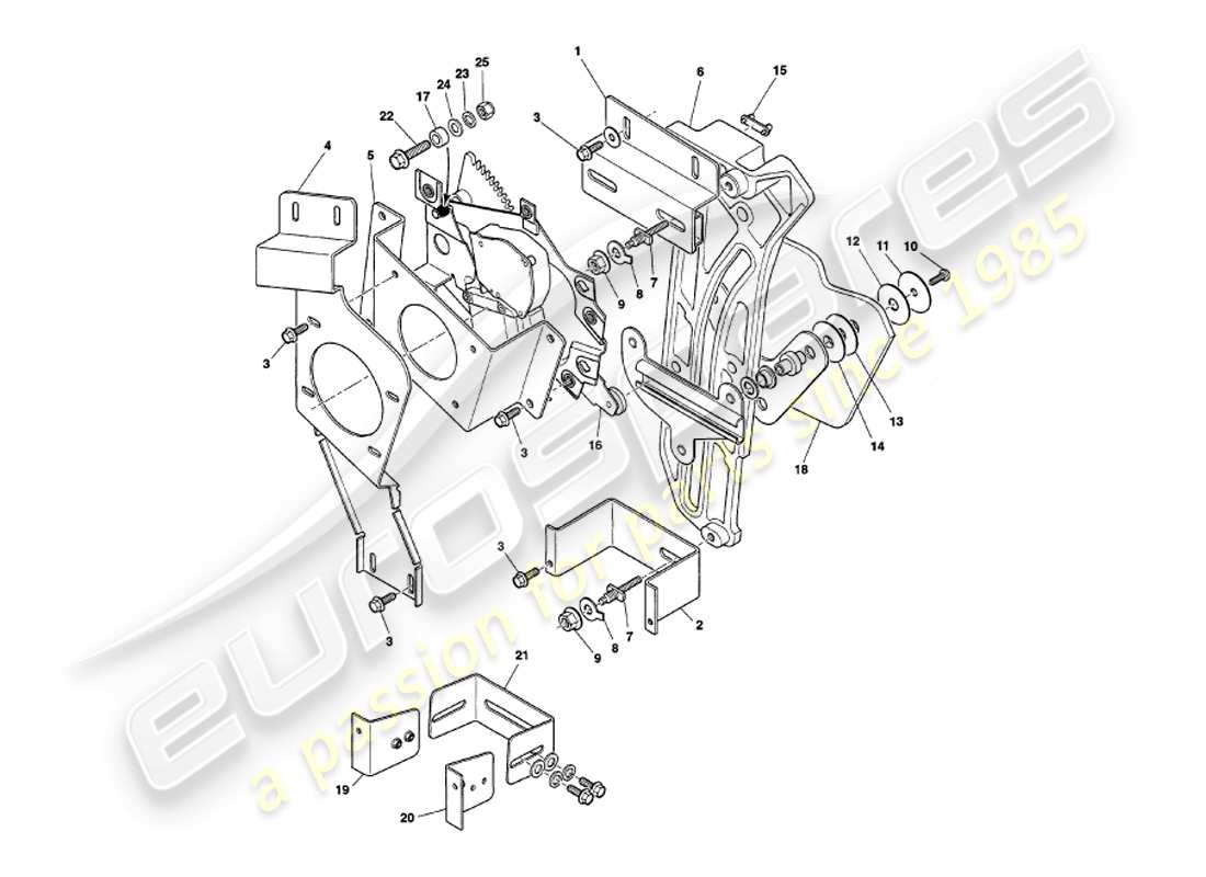 aston martin v8 volante (1999) teilediagramm zum absenken des hinteren seitenfensters