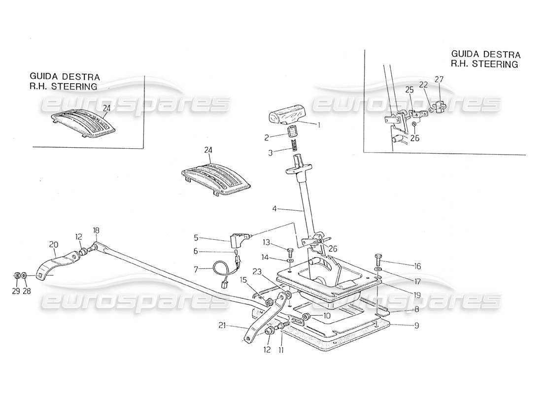 maserati 228 automatische getriebesteuerung teilediagramm