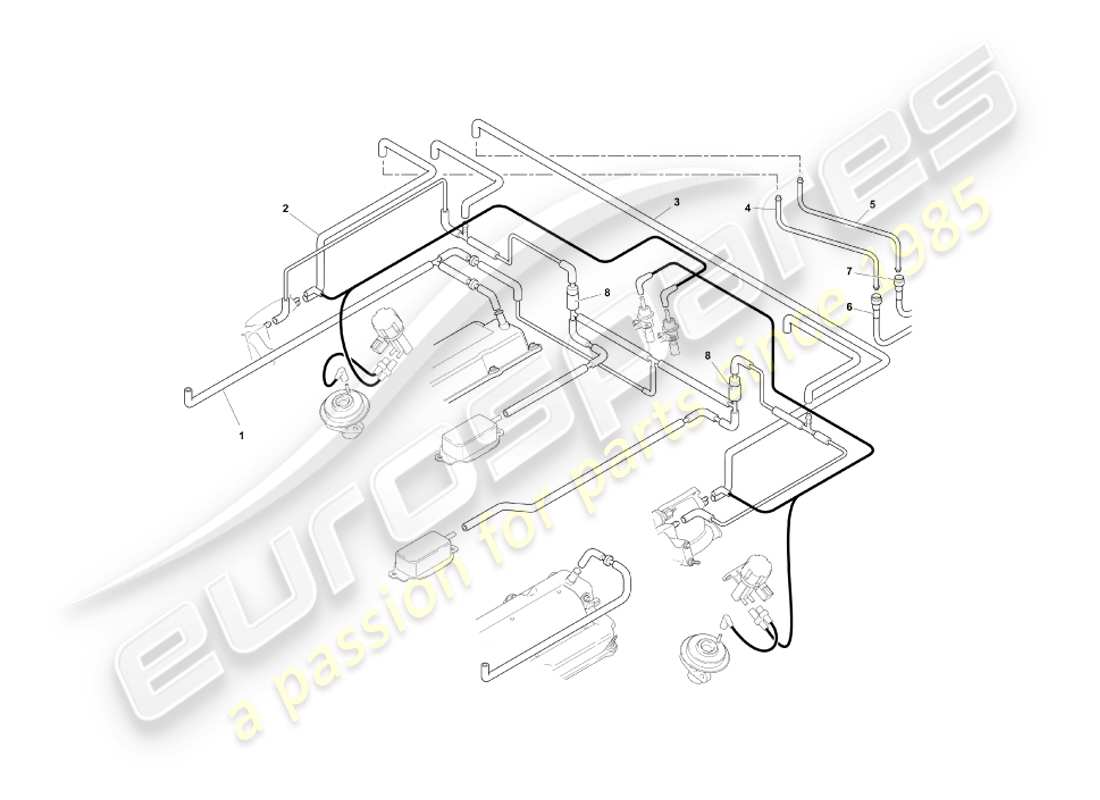 aston martin db7 vantage (1999) vakuumsystem, motorteildiagramm