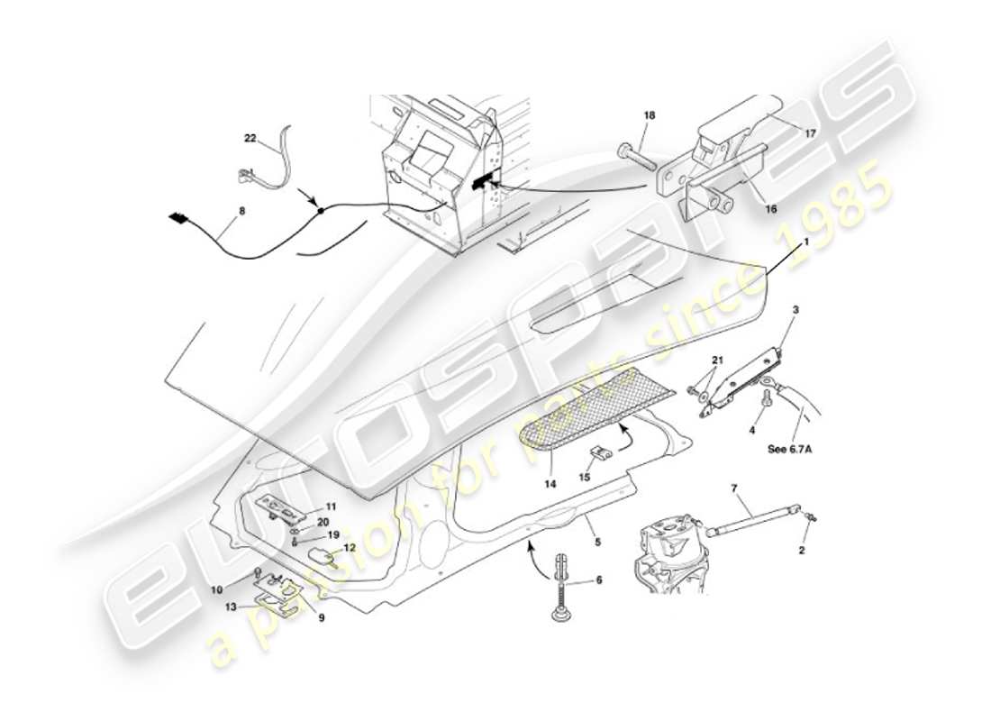 aston martin vanquish (2002) bonnet-ersatzteildiagramm