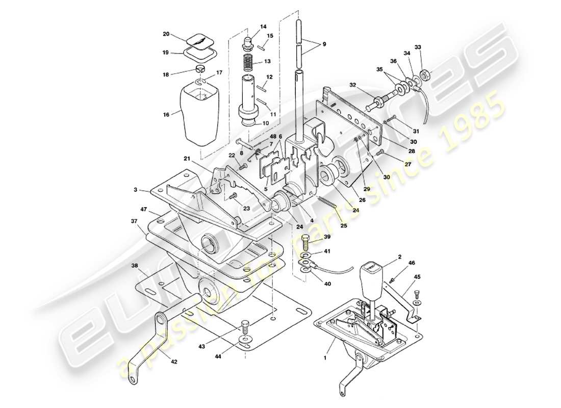 aston martin v8 volante (1999) gangwahlschalter ersatzteildiagramm