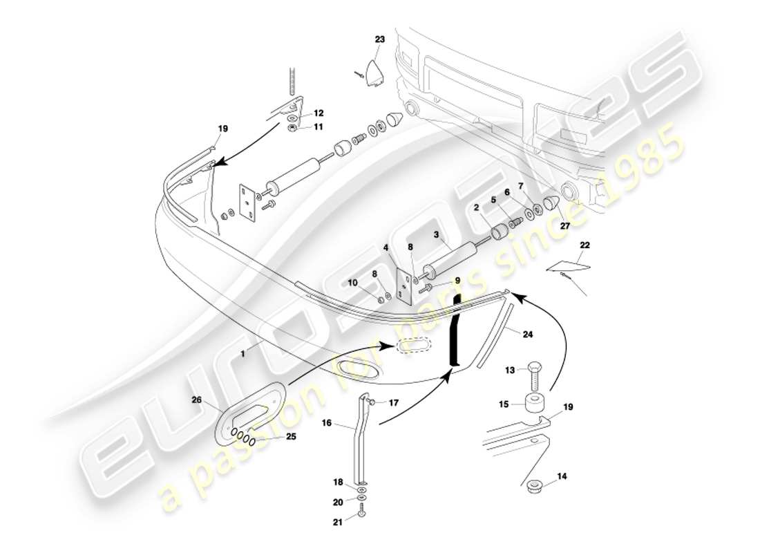 aston martin db7 vantage (2002) heckstoßstange ea ersatzteildiagramm