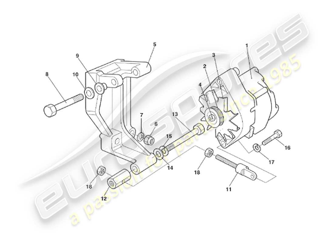 aston martin v8 virage (1999) generator-teilediagramm
