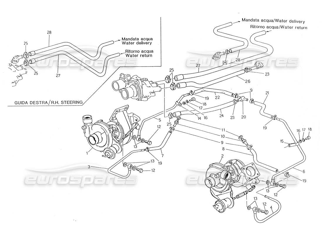 maserati 228 wassergekühlte turbogebläse teilediagramm