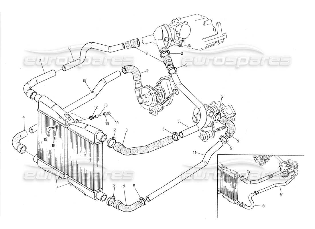 maserati 228 wärmetauscher - rohrteilediagramm