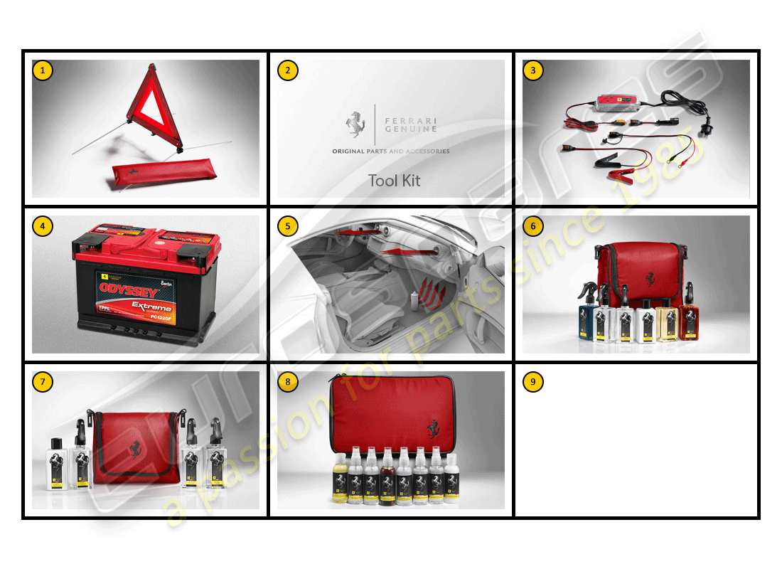 ferrari f430 spider (accessories) autopflege - allgemeines teilediagramm