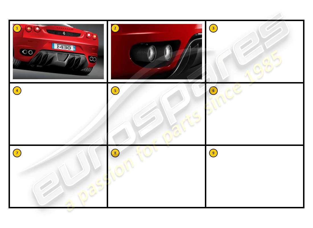 ferrari f430 spider (accessories) außenansicht - auspuffteildiagramm