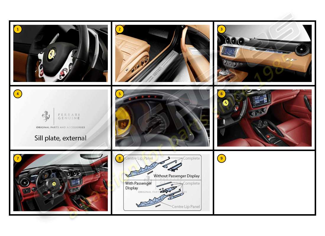 ferrari ff (accessories) innenraum - allgemeines teilediagramm