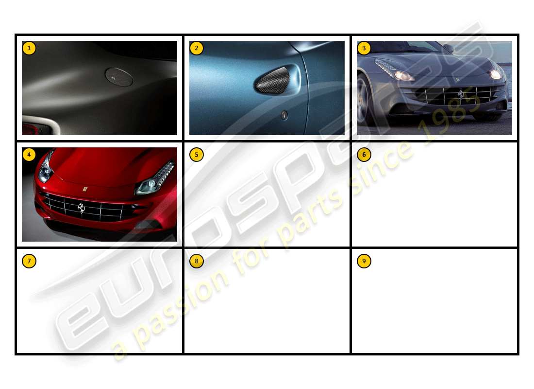 ferrari ff (accessories) außenansicht - diagramm der karosserieteile