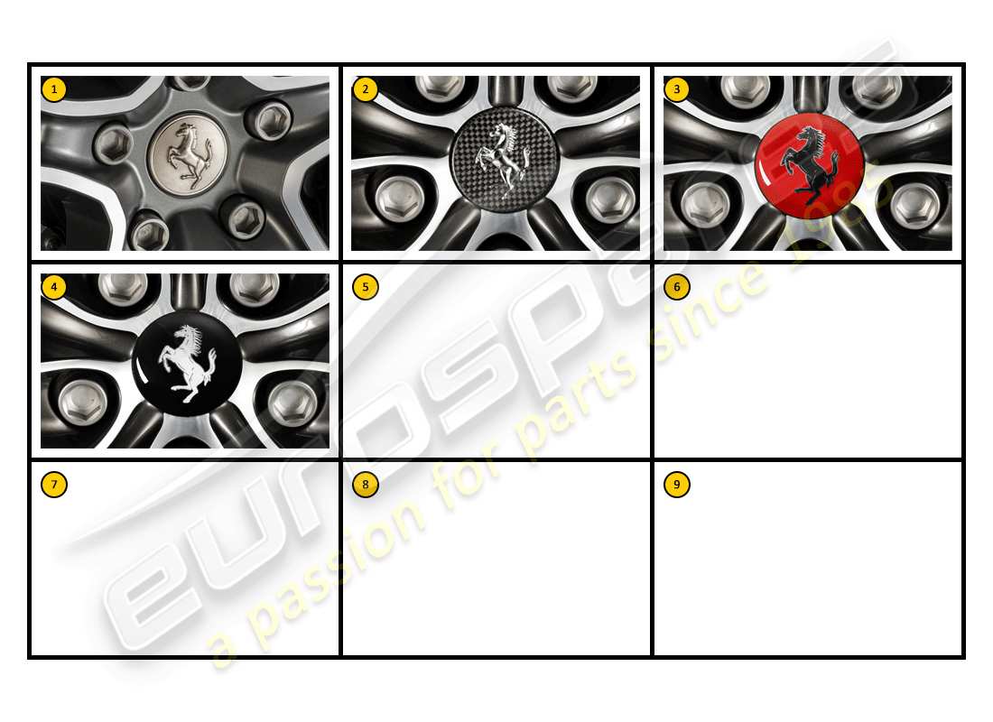 ferrari f430 coupe (accessories) außenansicht - radkappen-ersatzteildiagramm