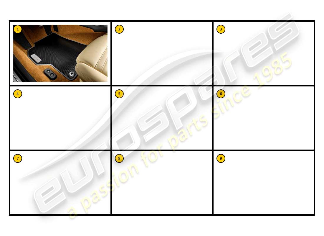 ferrari california (accessories) innenraum – übermatten teilediagramm