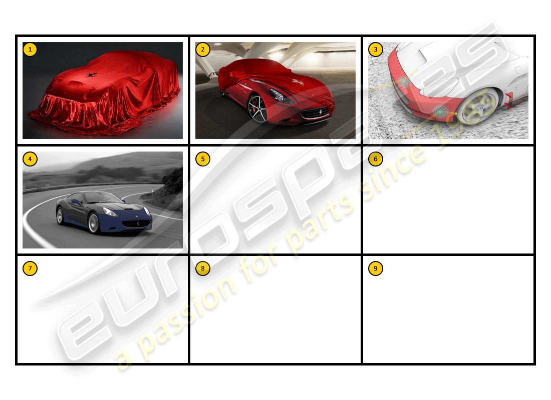 ferrari california (accessories) autopflege - fahrzeugschutz teilediagramm