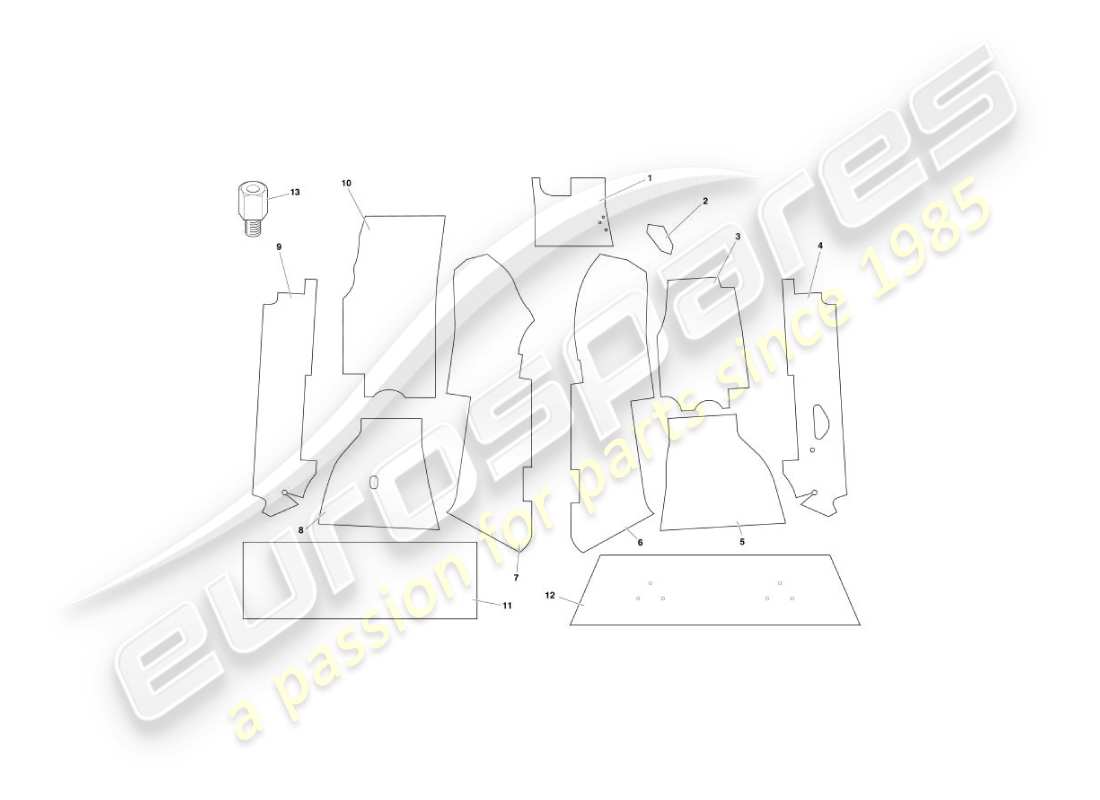 aston martin vanquish (2006) teppichteilediagramm